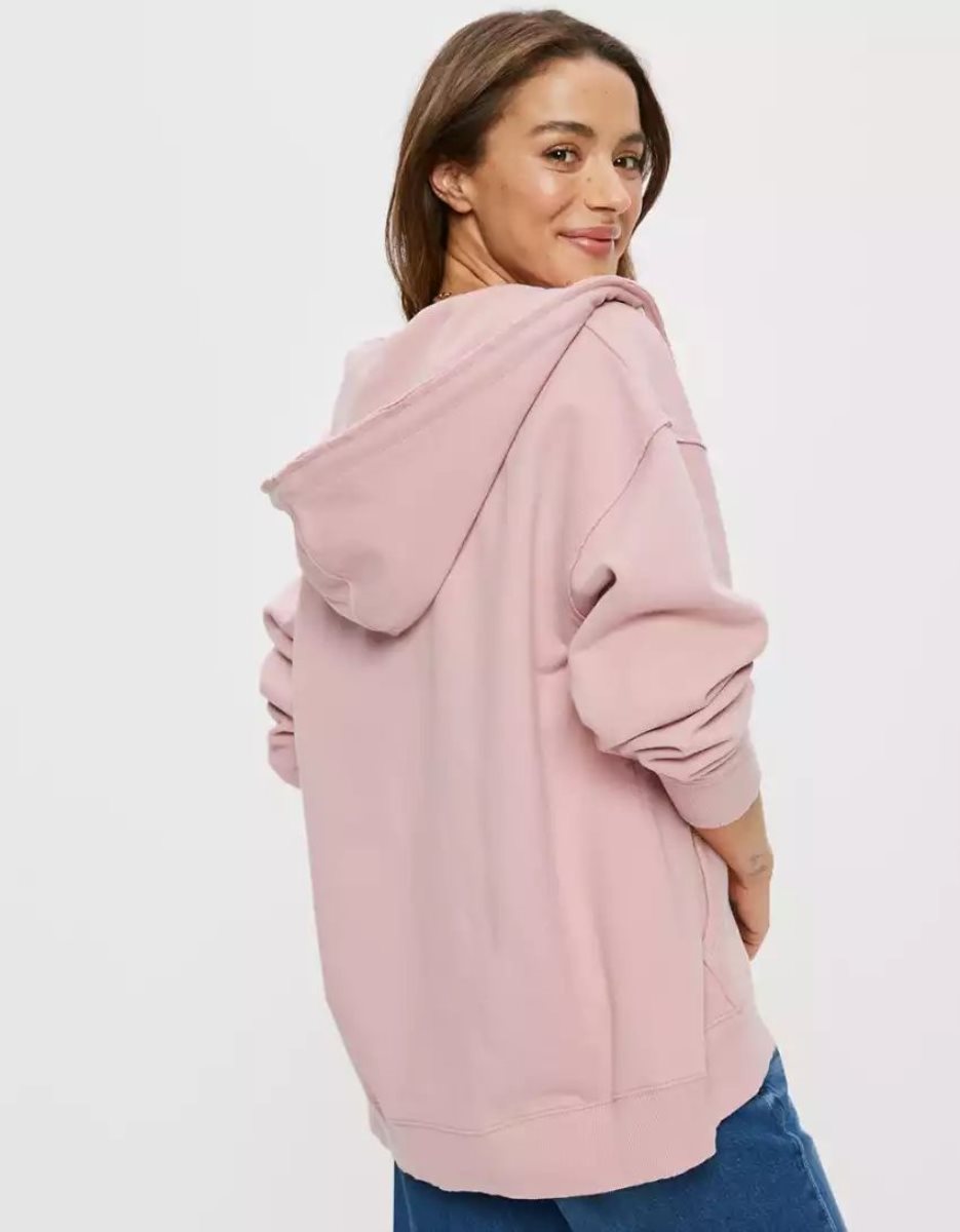 Sweat à Capuche American Eagle AE Oversized Zip-Up Rose Femme | MMG-34564426